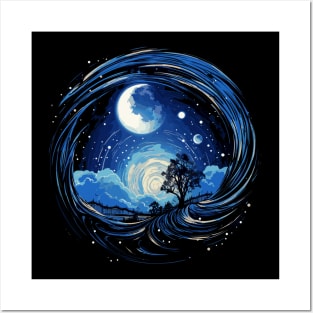 Abstract Blue Night Sky Posters and Art